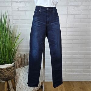 AG Adriano Goldschmied Anthropologie Dark Wash High Rise Slim Straight Jeans 26
